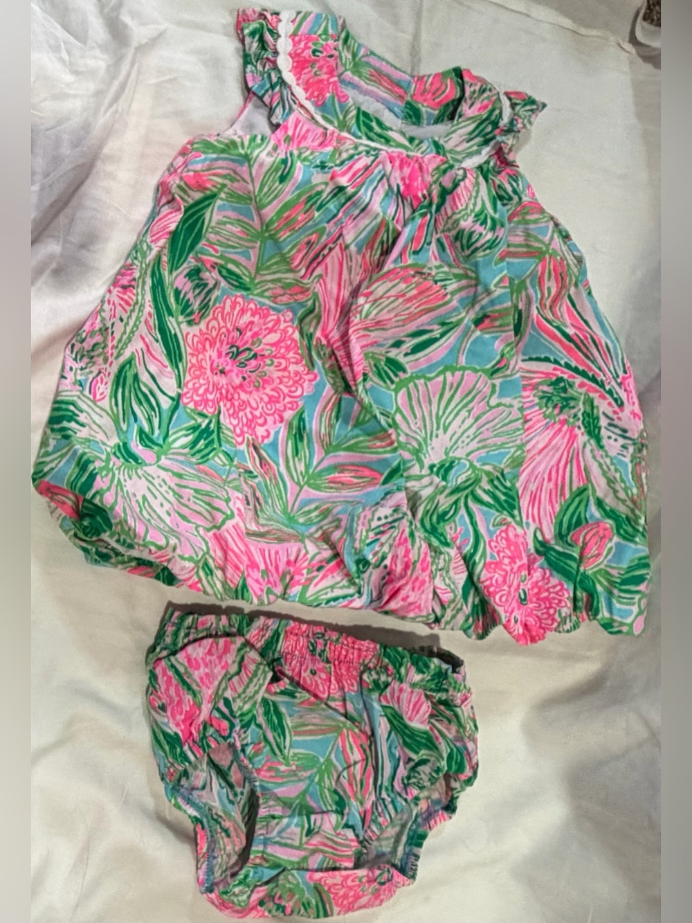 Lilly Pulitzer Set Baby 12-18M Paloma Floral Bubble Dress And Bloomer